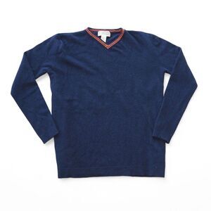 Newton Trading Co. 100%‎ Lambswool V-Neck Sweater Navy Blue Men's XL/20